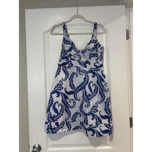 Boden Women's Dress A-line Mini Dress Size 8P / Medium Blue Paisley Tank Lined